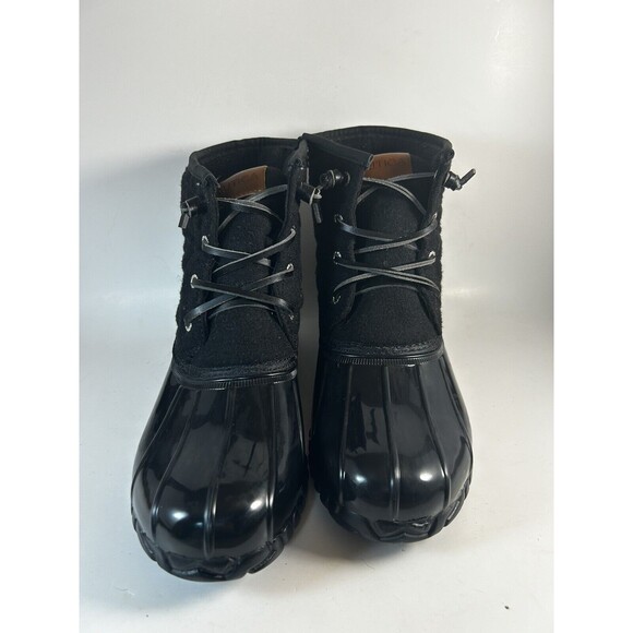 Nautica Wooley Duck Boots All Black Barely Worn Snow Rain Rubber Boots Size 10 - Picture 2 of 8